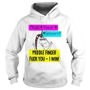 Unicorn rock paper scissors middle finger fuck you I win shirt 1 Unicorn rock paper scissors middle finger fuck you I win shirt 2